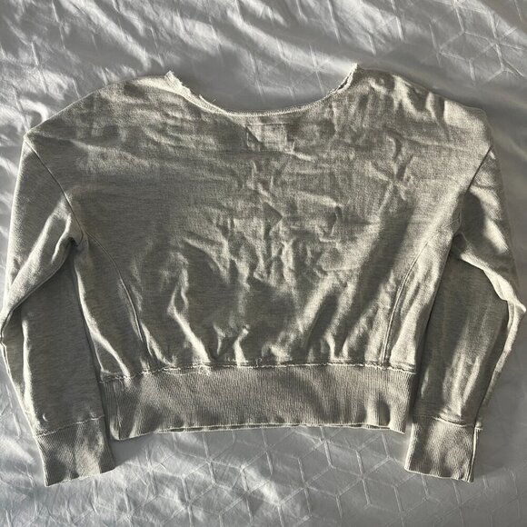 Maeve Anthropologie Ligonier Terry Sweatshirt Distressed Gray Beige Size L - Picture 7 of 7
